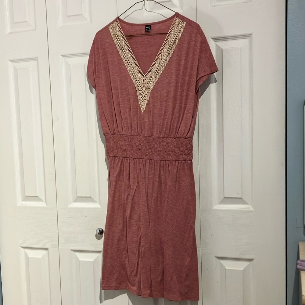 Women's Red Dress with Lace Detail